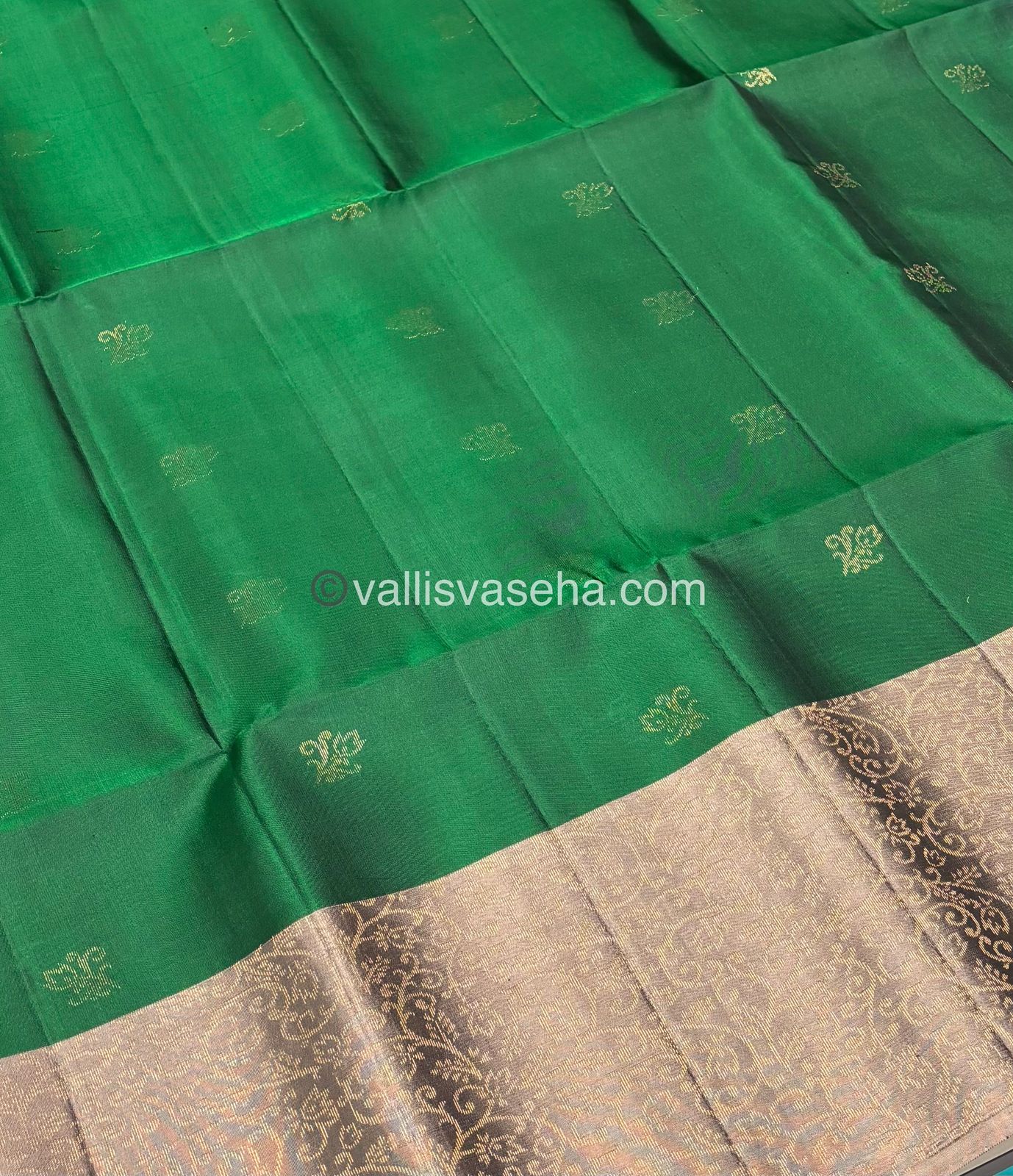 Pure Soft Silk Saree - Green & Grey Combo - VVPSS042