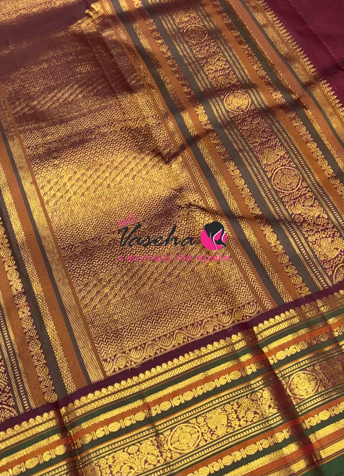 Pure Kanchipuram Silk Saree - Rust Orange & Brown Combo - VVPS079