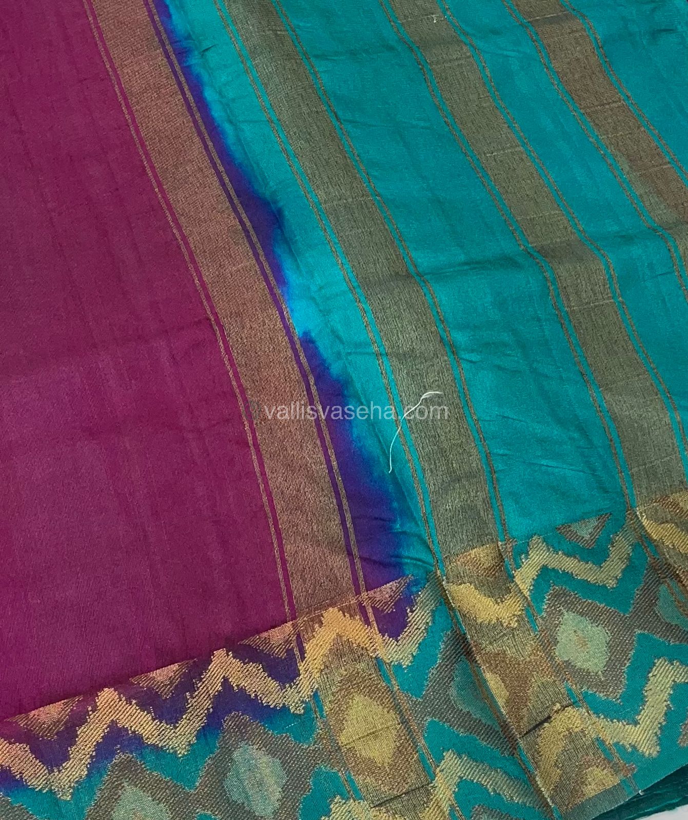 Bamboo Silk Saree  - Purplish Pink With Blue Shade - VVBSS001