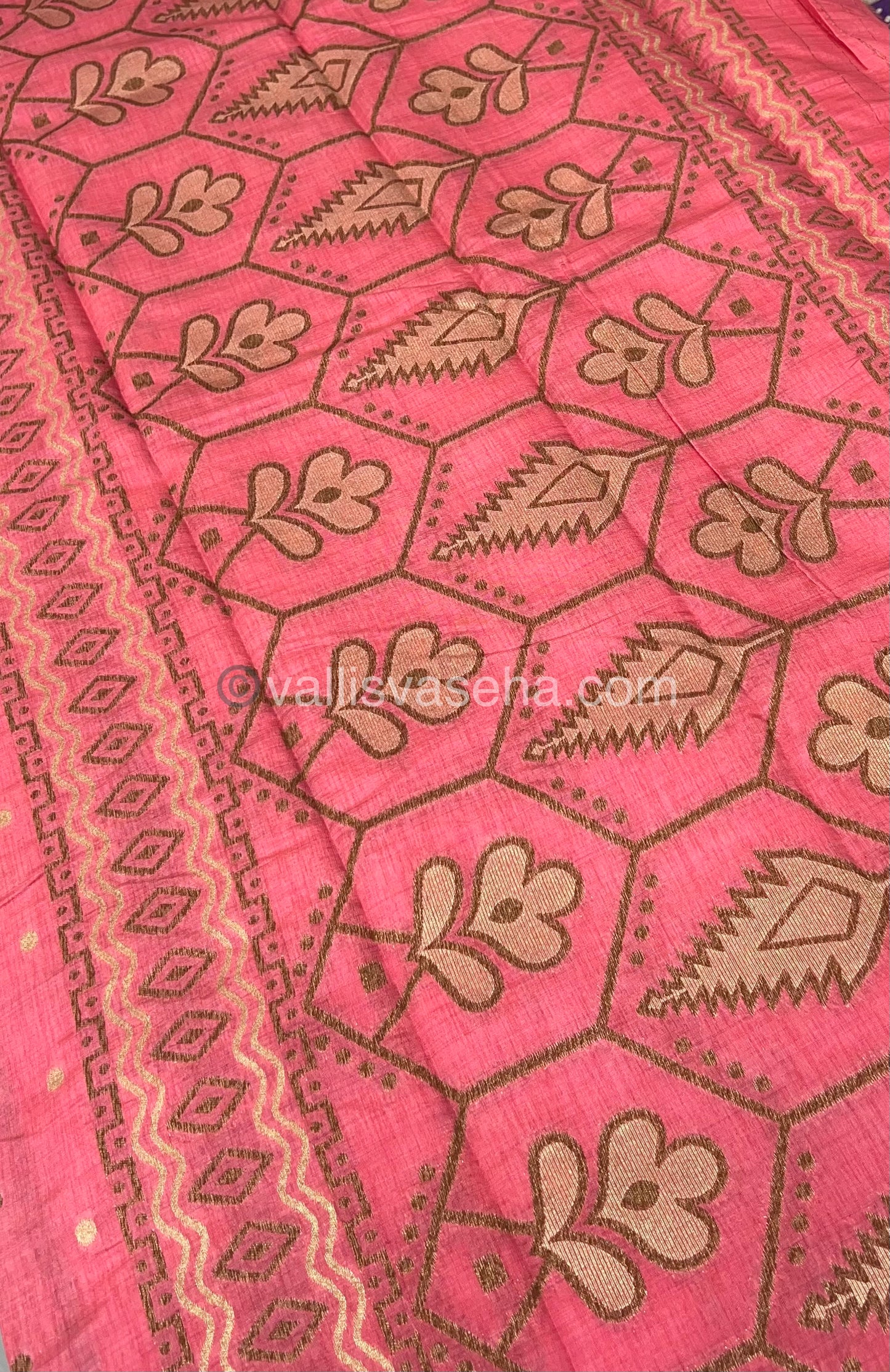 Cherry Tussar - Semi Tussar Silk - Peach Shade - VVSTS009