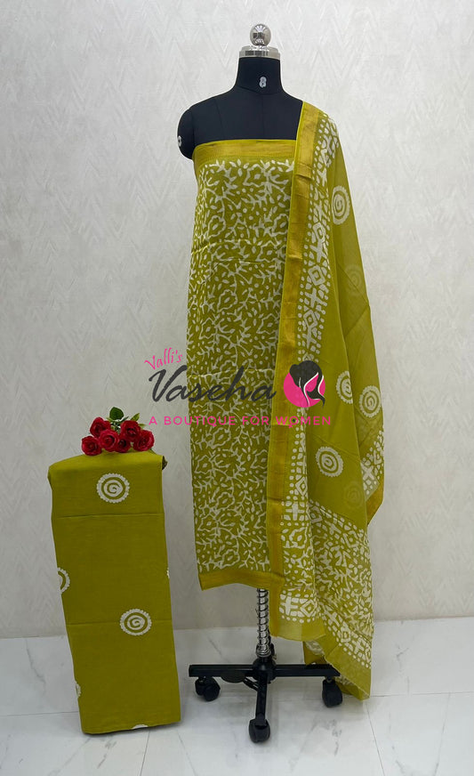 Pure Maheshwari Silk Mixed Cotton | Unstitched Material | VVUSM067