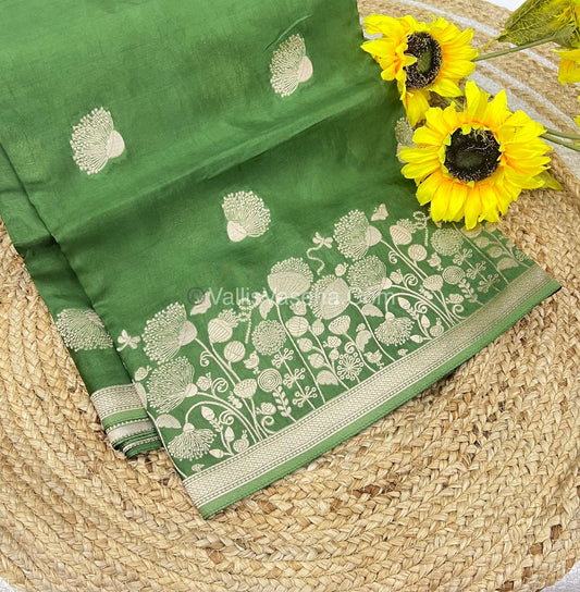 Banarasi Premium Viscose Saree - Green Shade - VVBPV001