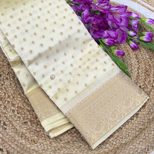 Semi Tussar Silk  - Cream Shade - VVSTS014