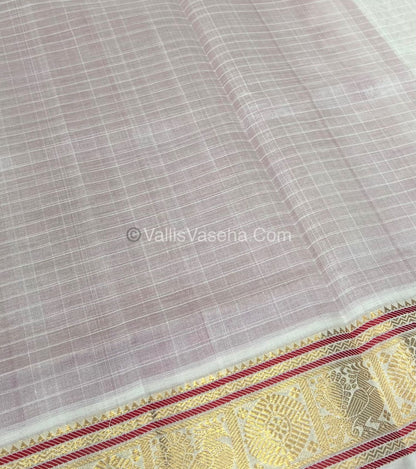 Pure Silk Cotton Saree - Red With White Shade - Lakshadeepam Design - VVPLD001