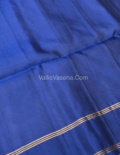 Pure Soft Silk Saree - (1.75 warp) Kolam Design - Shade Of Grey & Blue Shade - VVPSS074