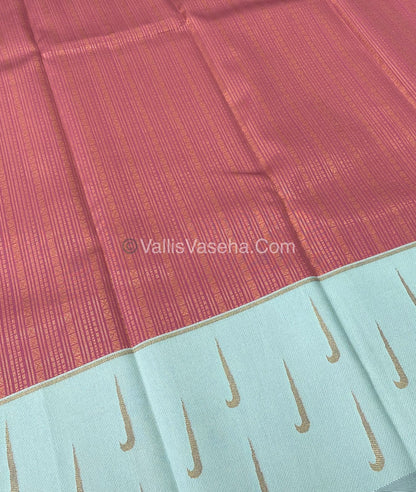 Kanchi Semi Silk - Pink with Sky Blue VVKSS001