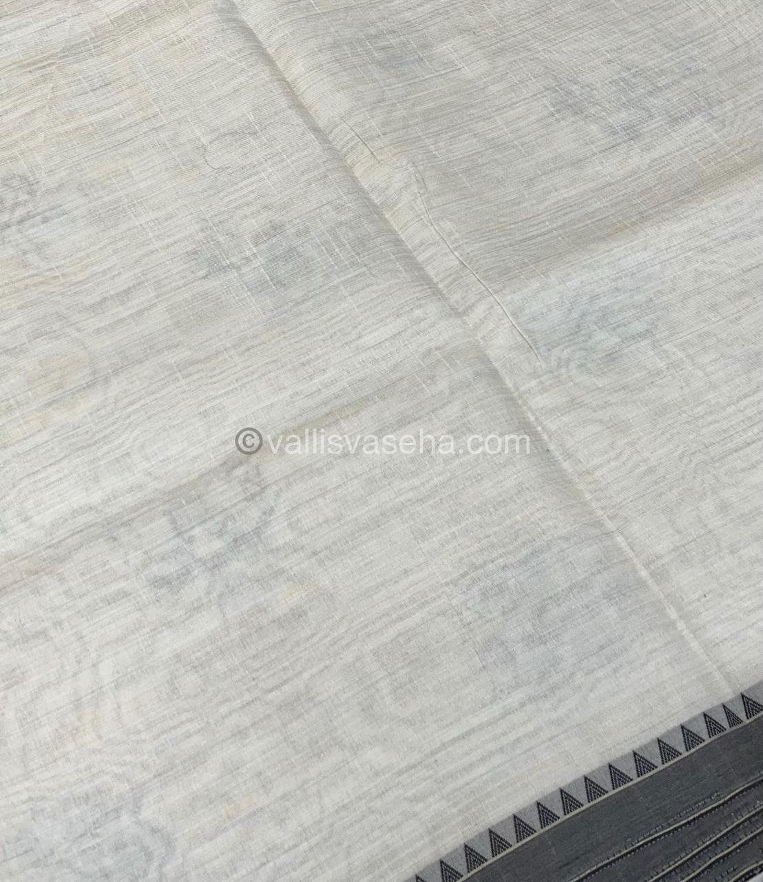 Semi Tussar Embroidery - Cream with Greyish Black Combo - VVSTE001