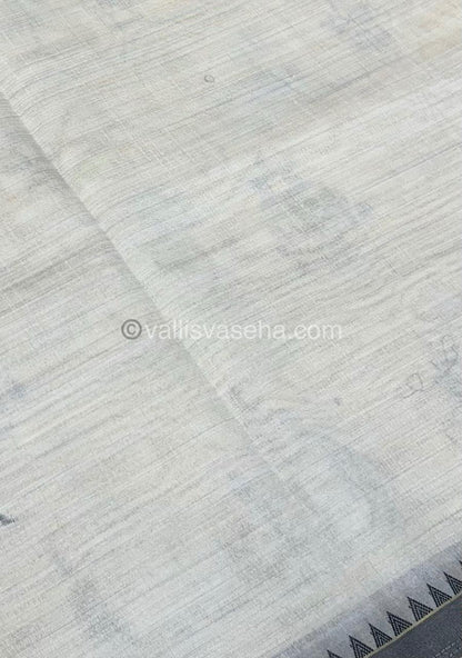 Semi Tussar Embroidery - Cream with Greyish Black Combo - VVSTE001
