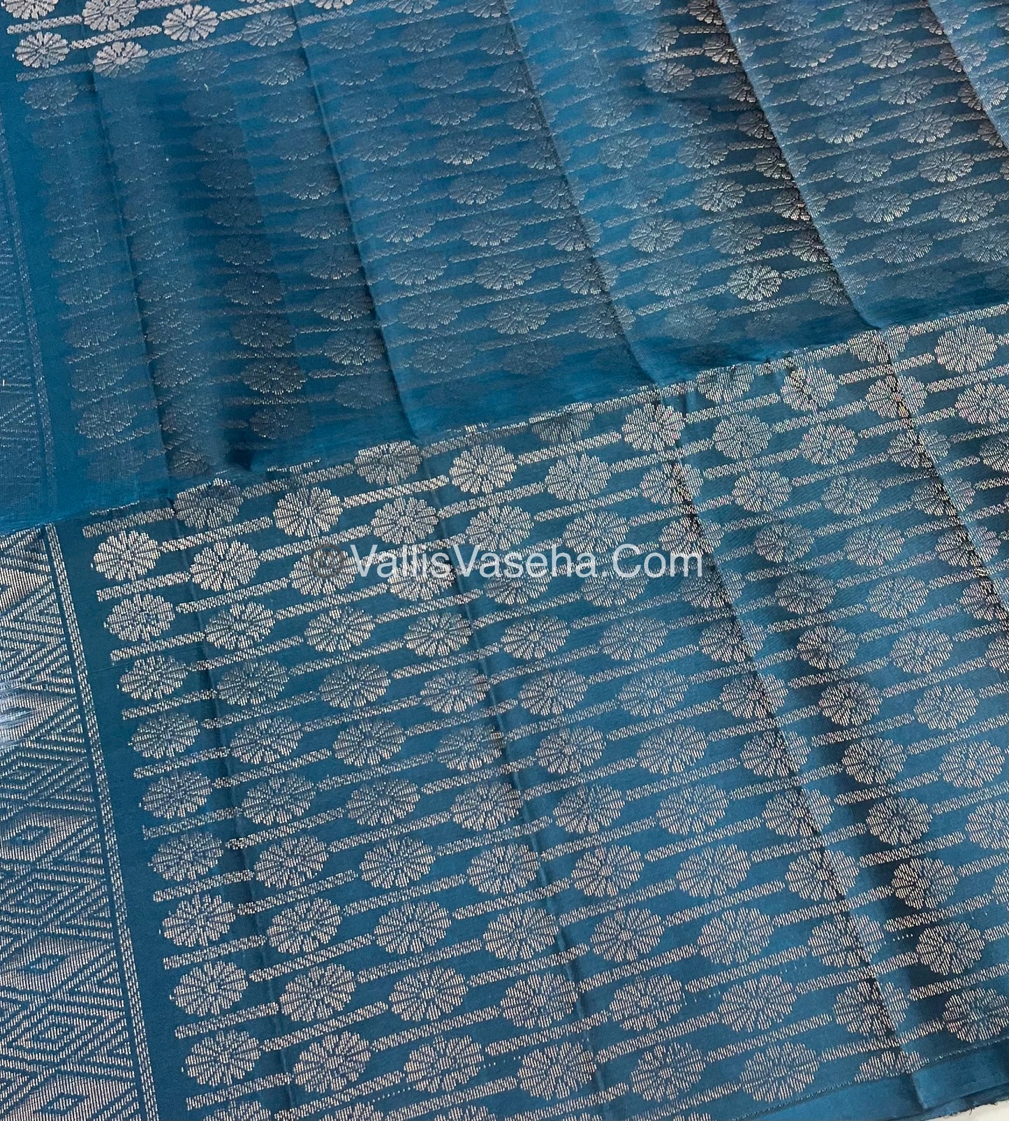 Pure Soft Silk Saree - Greyish Blue & Ramar Blue - VVPSS061