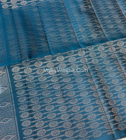Pure Soft Silk Saree - Greyish Blue & Ramar Blue - VVPSS061