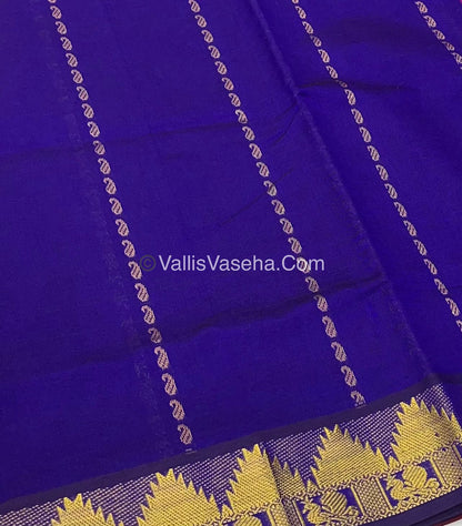 Semi Silk Cotton Saree - Blue With Pink Shade - VVSSC005