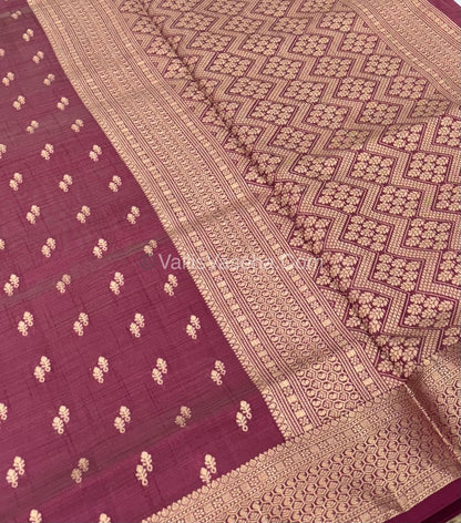Semi Tussar Silk - Grand Pallu  - Wine Shade - VVSTS021