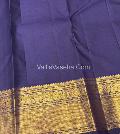 Pure Kanchipuram Silk Saree - Dual Tone Greenish Grey & Navy Blue Shade  - VVPS022
