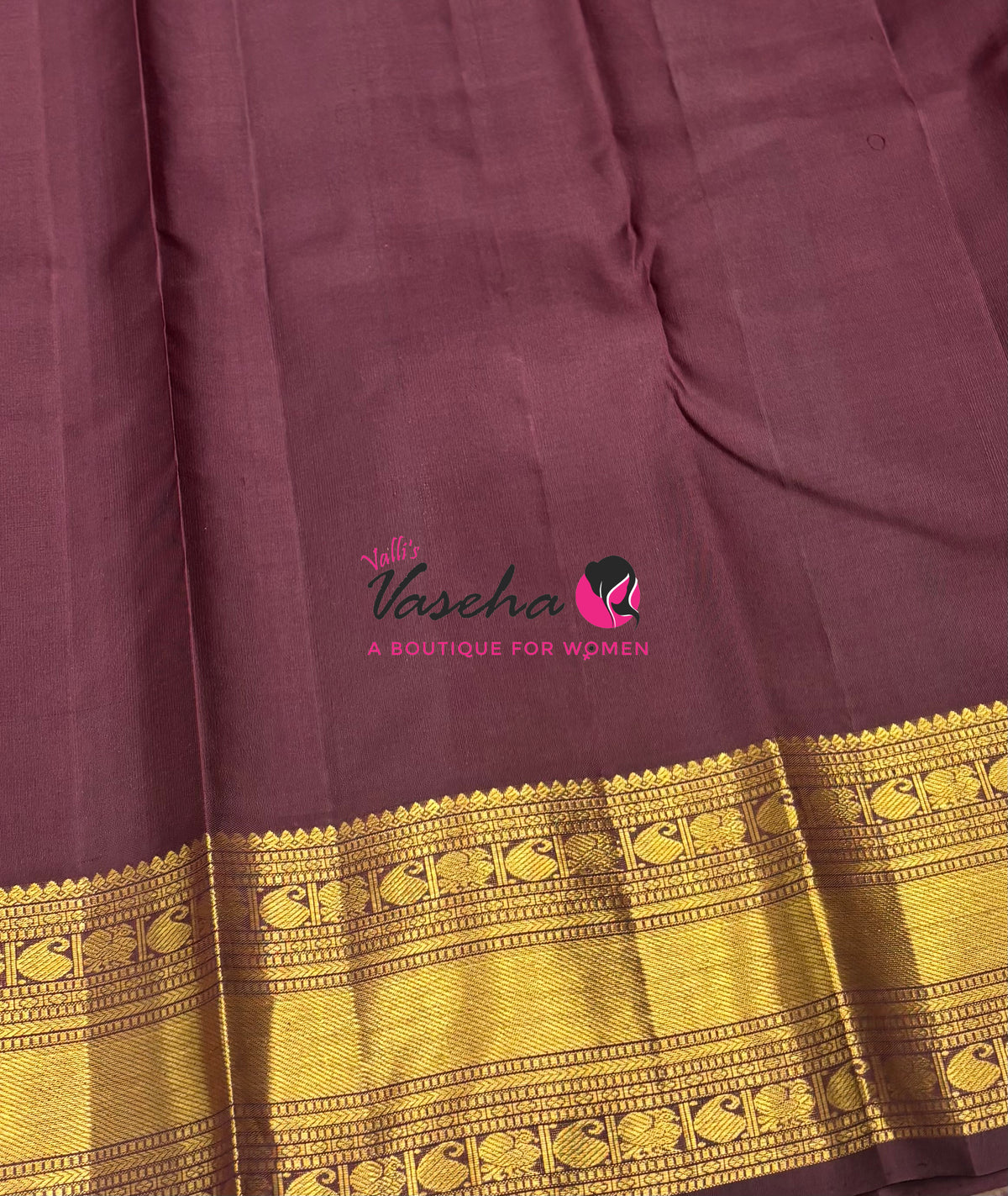 Pure Kanchipuram Silk Saree - Vairavoosi Design  - Orange With Wine Brown - VVPS059