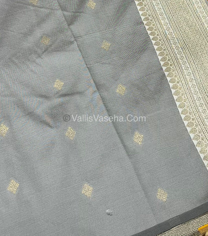 Semi Kanchi Silk - Mustard Yellow & Cream Shade  - VVSKS004