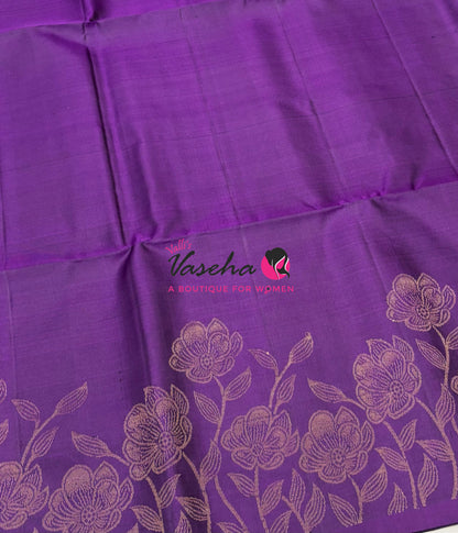 Pure Soft Silk Saree  - Purple With Dual Tone Green - VVPSS094