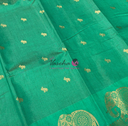 Semi Tussar Silk Saree | Ramar green  Shade |VVSTS060