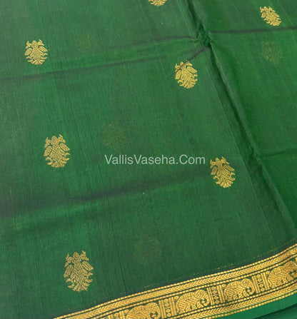 Pure Silk Cotton Saree - Retta Mayil Design - Green Shade - VVRMS001