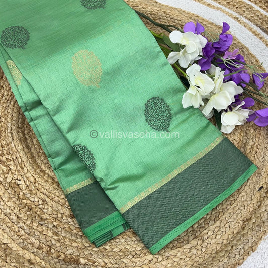 Semi Tussar Silk Saree - Pastel Green Shade - VVSTS009