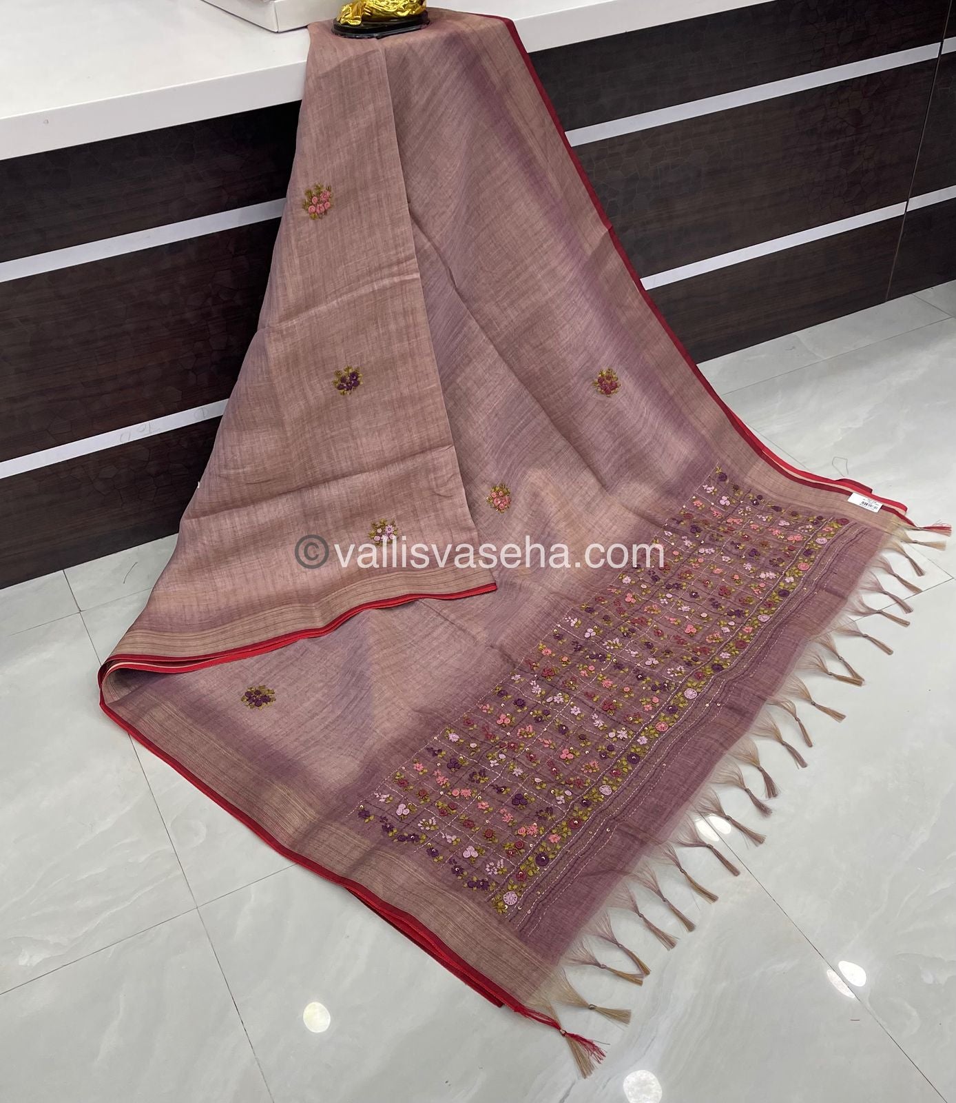 French Knot - Tissue Saree - Light Onion Pink Shade - VVLFN001