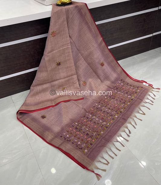 French Knot - Tissue Saree - Light Onion Pink Shade - VVLFN001