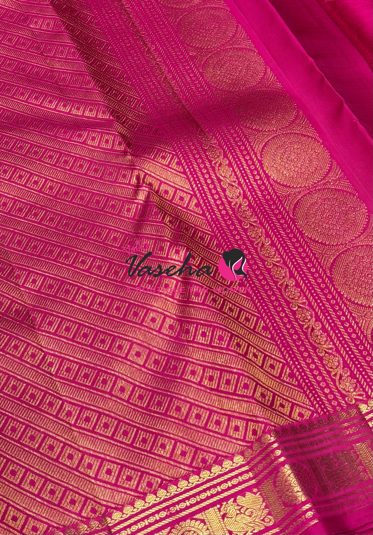 Pure Kanchipuram Silk Saree - Pink with Pink - VVPS031