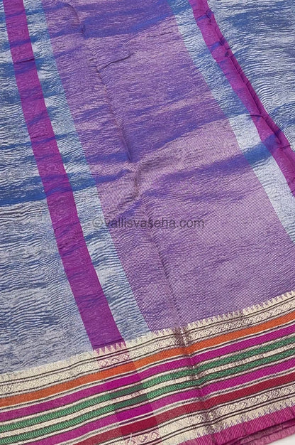 Crushed Tissue Saree - Blue Shade - VVCTS001