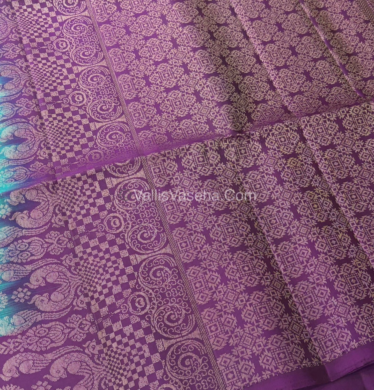 Pure Soft Silk Saree - Blue with Purple - VVPSS067
