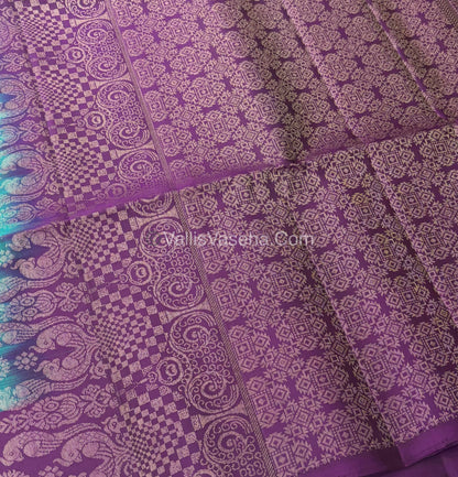 Pure Soft Silk Saree - Blue with Purple - VVPSS067