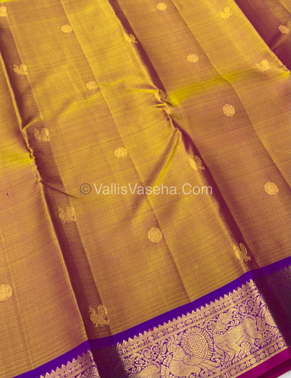 Pure Kanchipuram Silk Saree - Triple Tone Shade & Purple/Pink Combo - VVPS014
