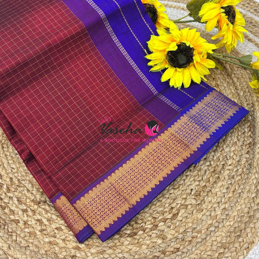 Pure Silk Cotton Saree - Zari Checks - VVCSC001