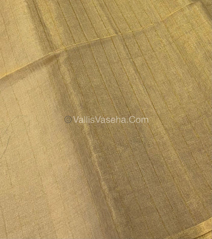 Pure Maheshwari Tissue Silk - Triple Tone Creamish Gold & Gold Shade - VVMTS001