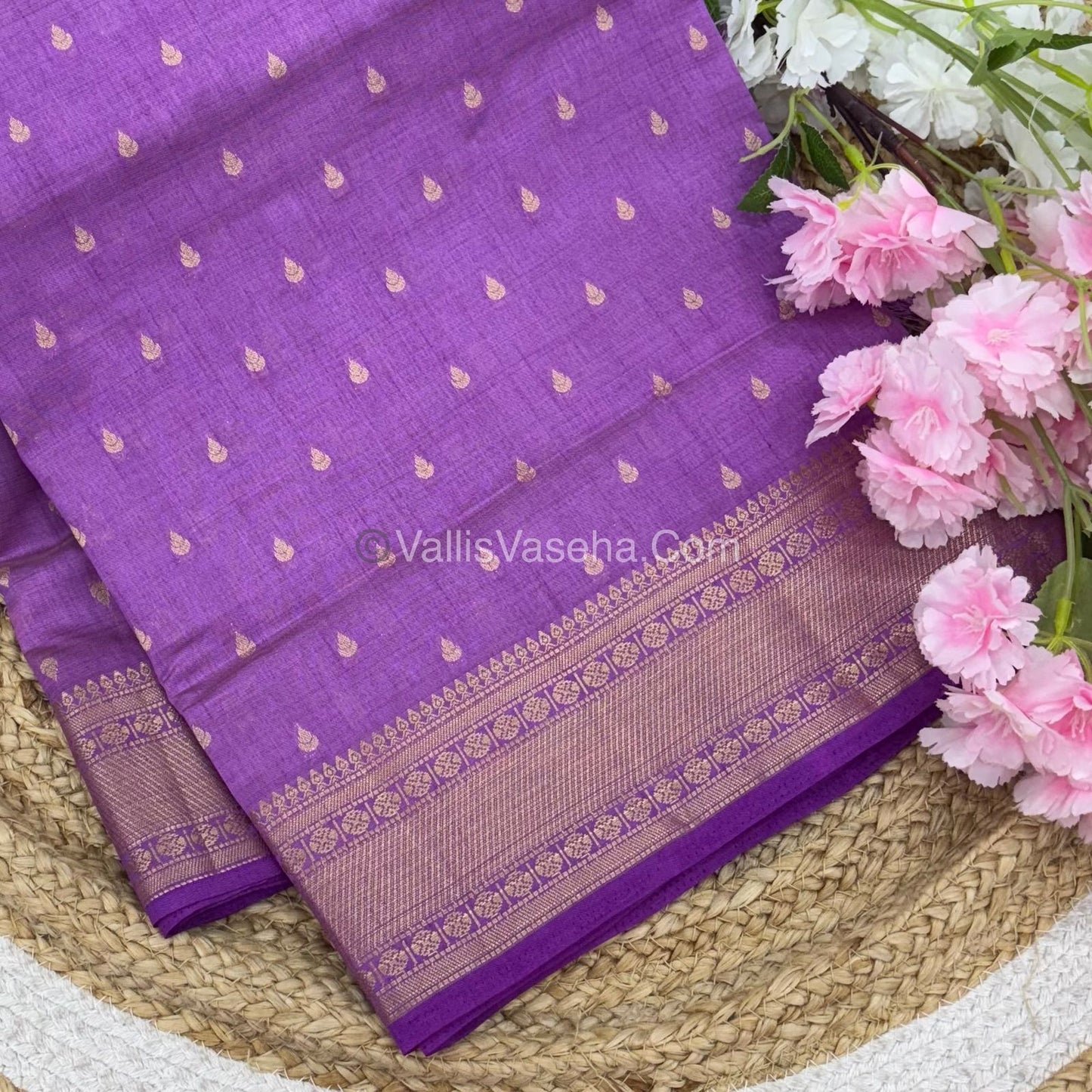 Semi Tussar Silk - Grand Pallu Lavander Shade - VVSTS023