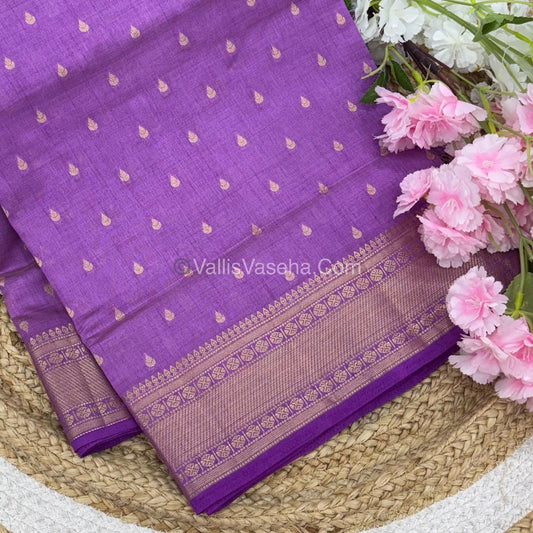 Semi Tussar Silk - Grand Pallu Lavander Shade - VVSTS023