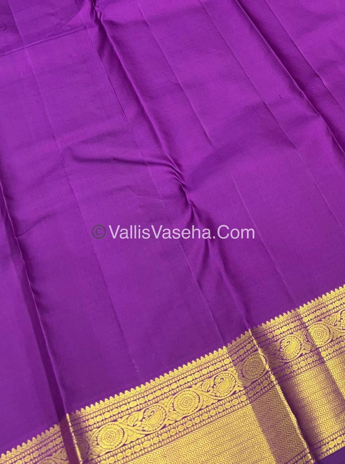 Pure Kanchipuram Silk Saree - Triple Tone Peachish Rust & Purple Combo - VVPS014