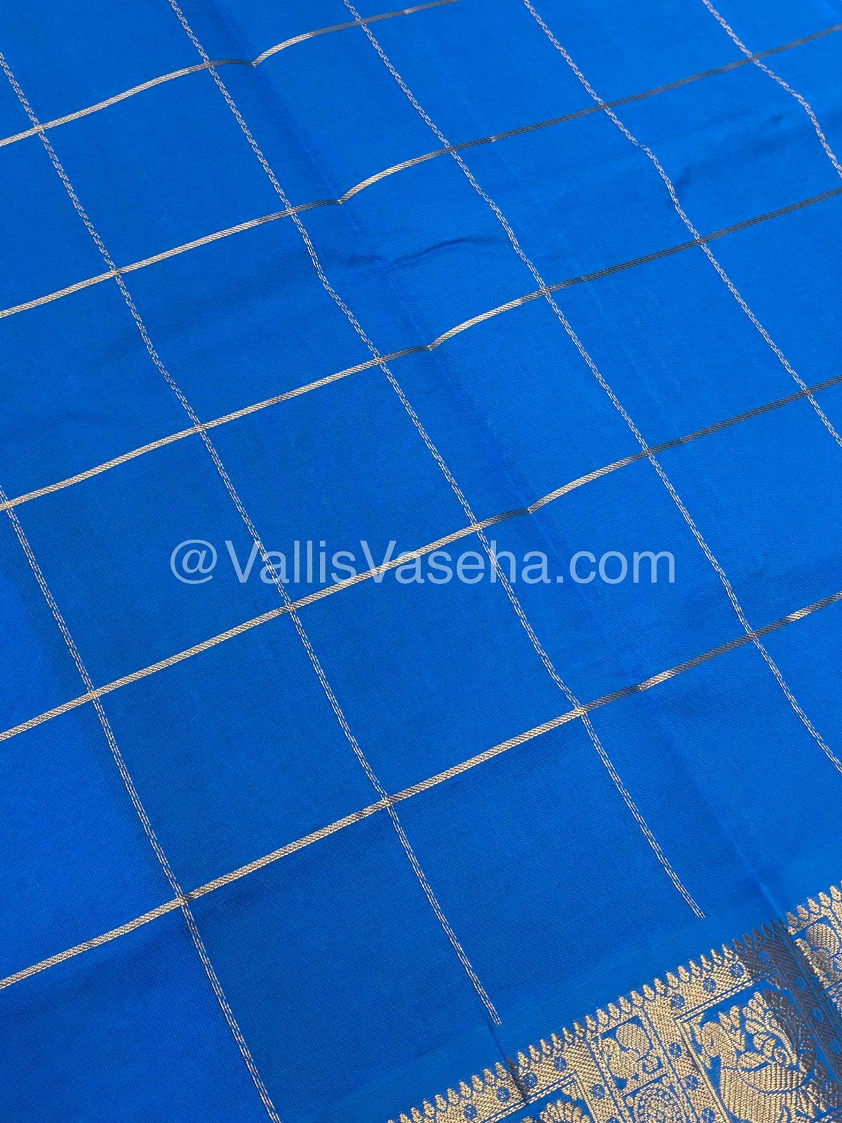 Semi Silk Cotton Saree - Green with Blue shade - VVSSC002