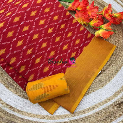 Ikkat Mercerised Cotton Saree - Single Ikkat - VVIKS001