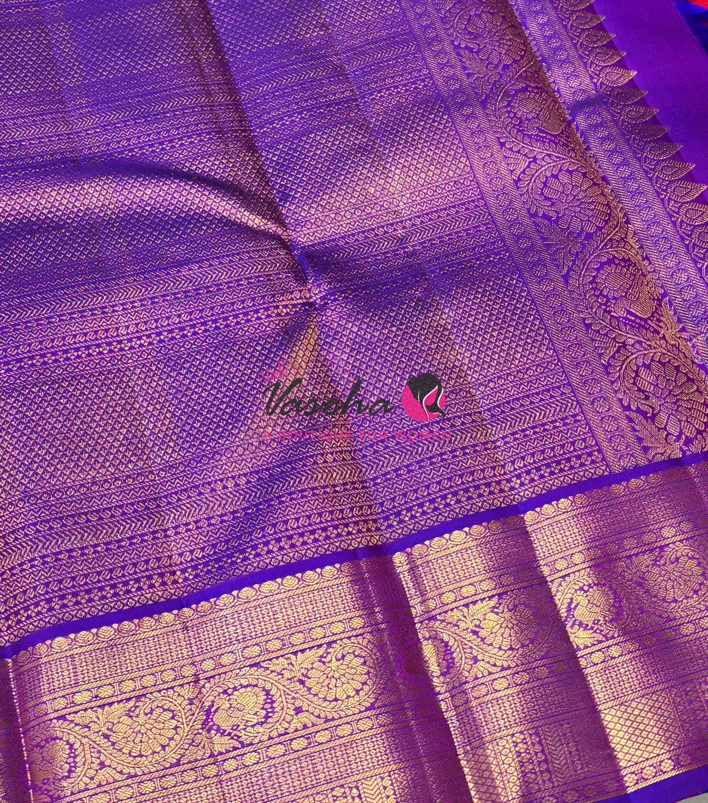 Pure Kanchipuram Silk Saree - Vairavoosi Design  - Pink & Purple Combo - VVPS059