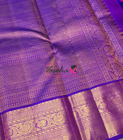 Pure Kanchipuram Silk Saree - Vairavoosi Design  - Pink & Purple Combo - VVPS059