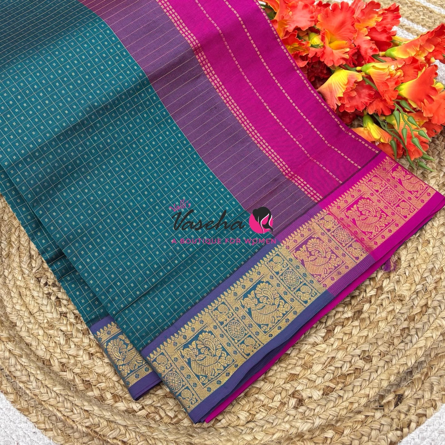 Semi Silk Cotton Saree Lakshadeepam Shade |VVSSC009