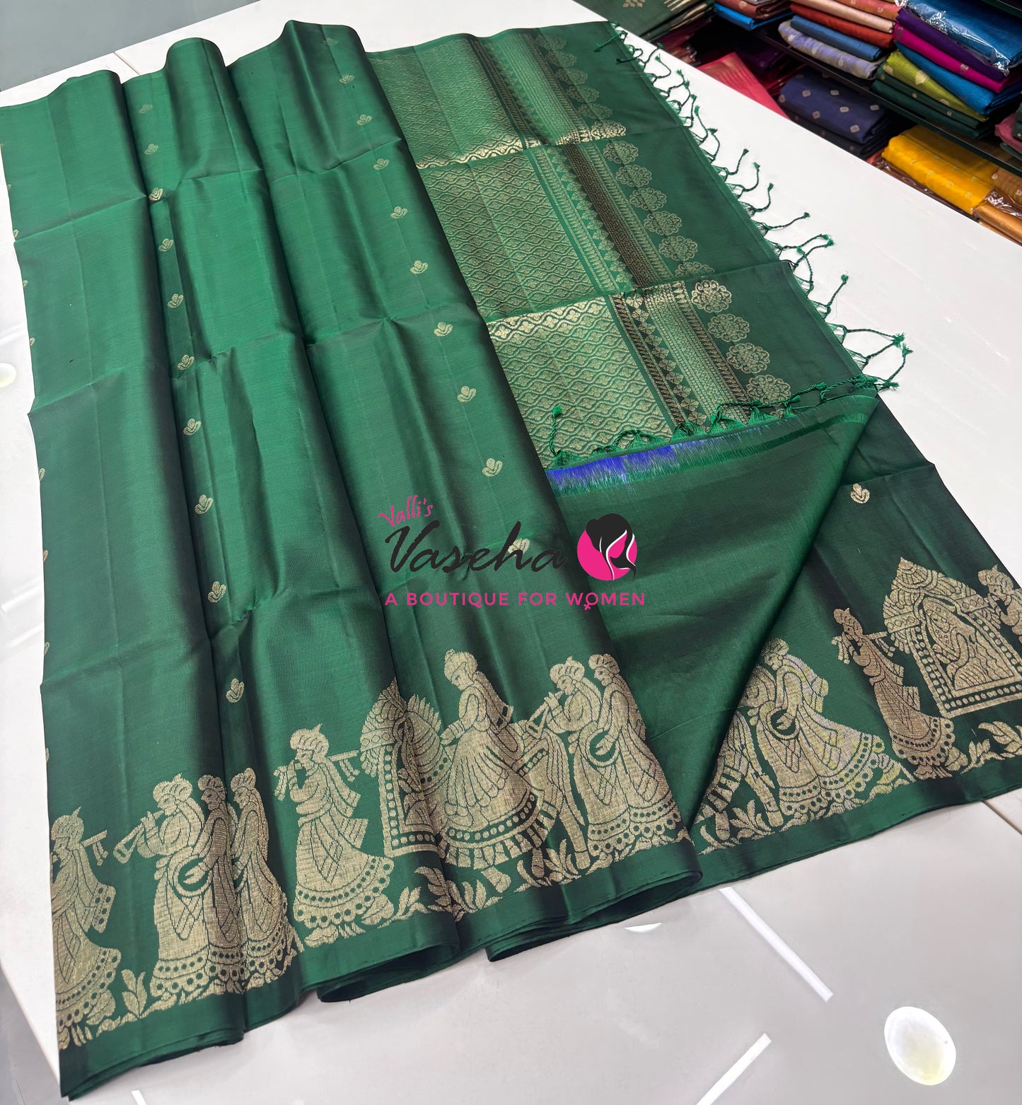 Pure Soft Silk Saree  - Green Shade - VVPSS094