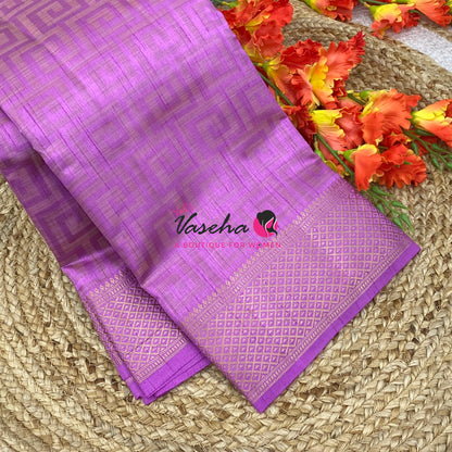 Semi Tussar Silk Saree |  Lilac /  Lavendar Shade |VVSTS058