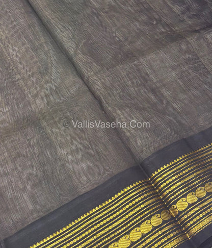 Pure Korvai Silk Cotton - Cream with Black - VVKSC025