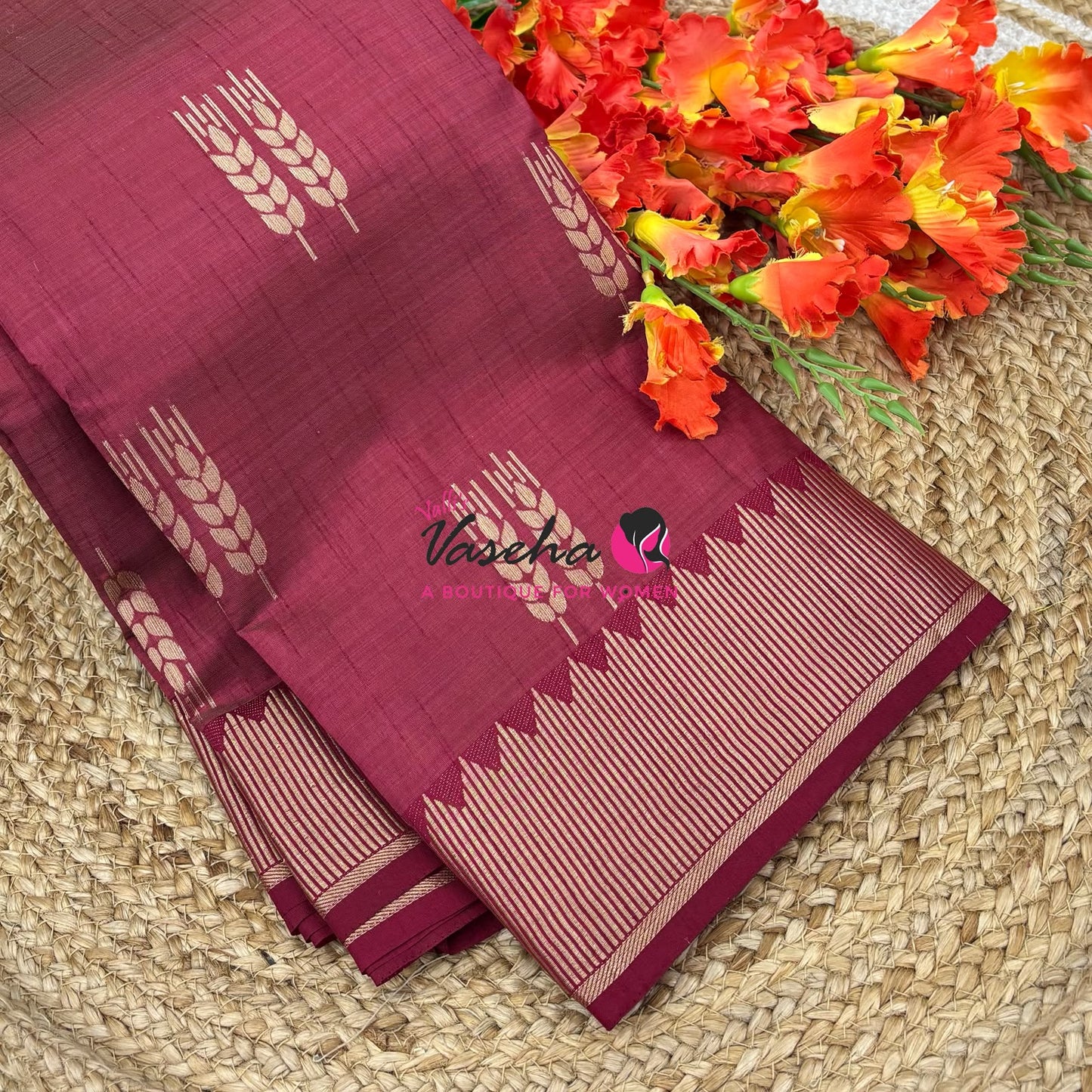Semi Tussar Silk Saree | Maroon Shade |VVSTS051