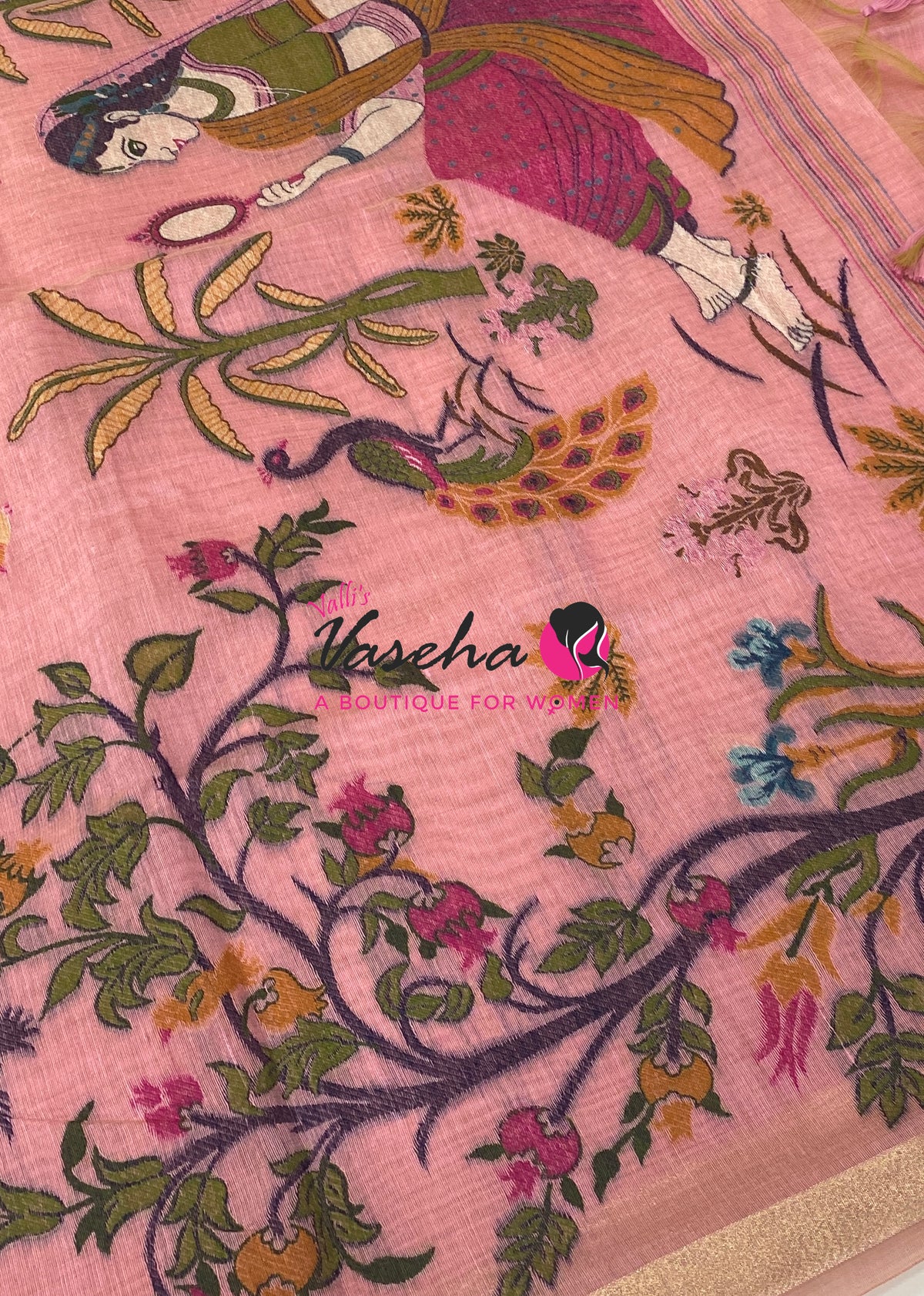 Muga Cotton Saree - Peach Shade - VVMCS002