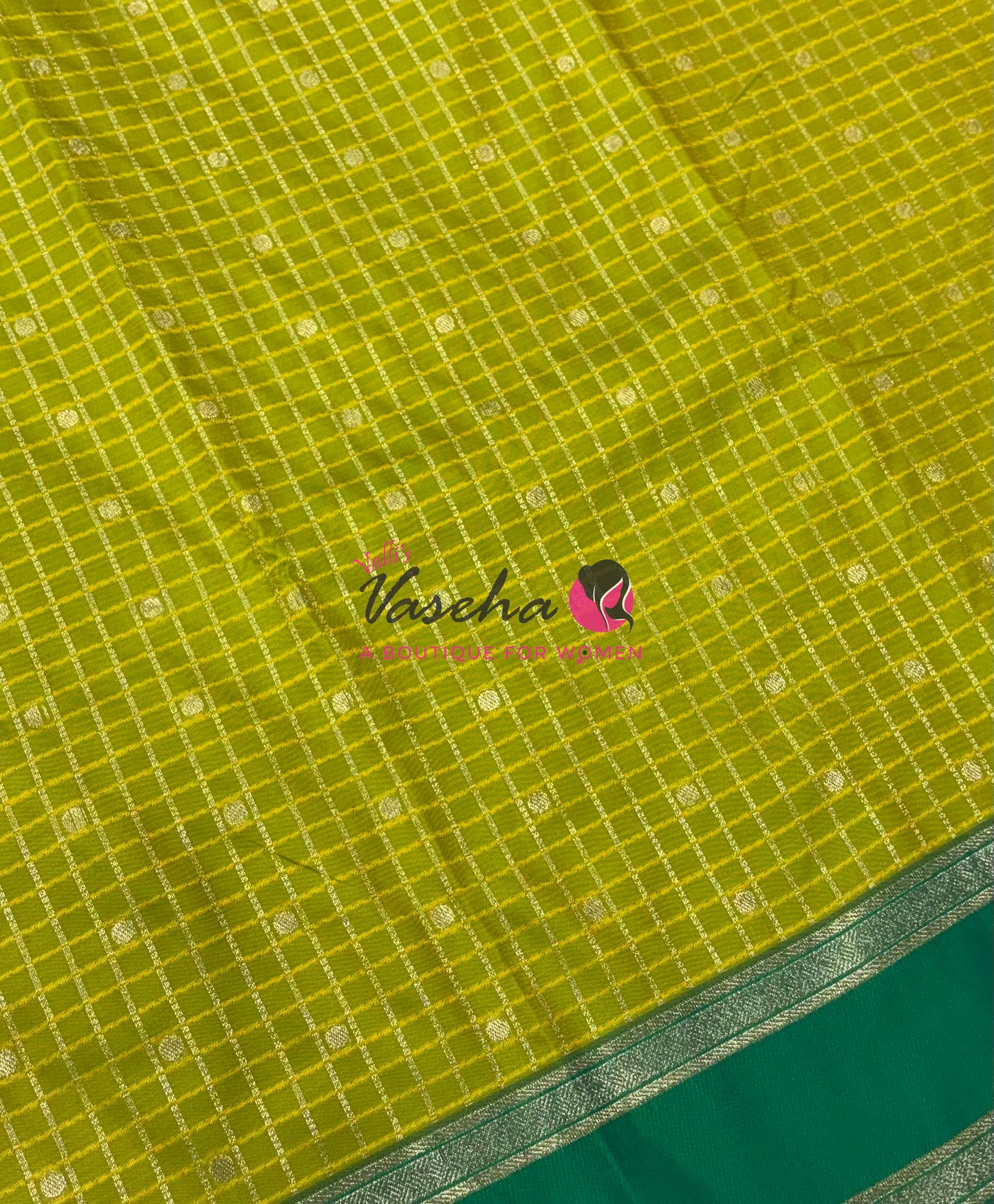 Semi Soft Silk - Lemon Green With Green - VVSSS035