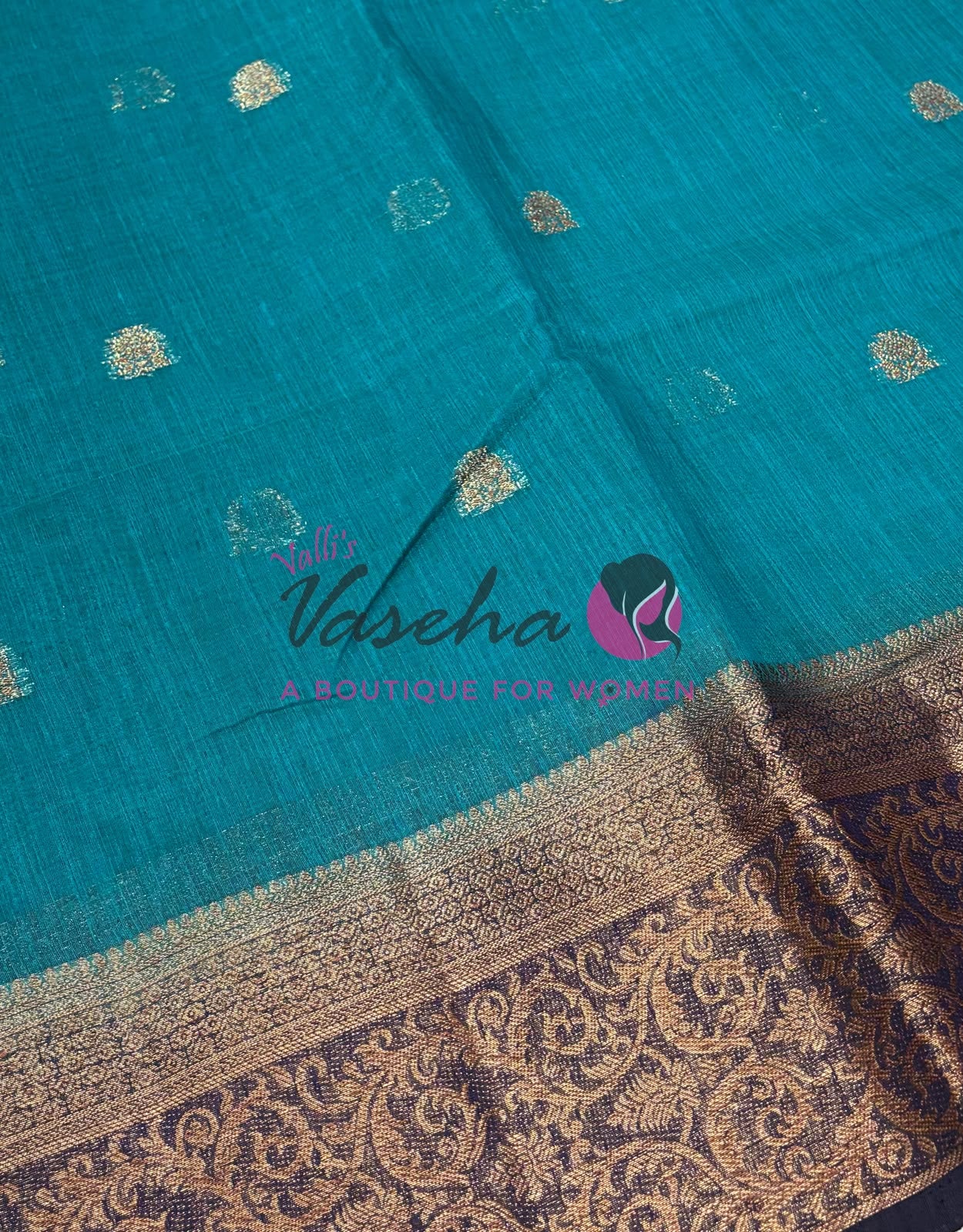 Bamboo Silk Saree- Blue with Navy Blue Shade - VVBSS015