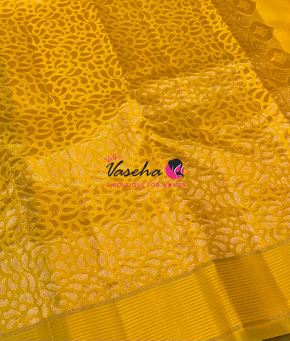 Half Mixed  Soft Silk Saree - (1.75 warp) Green & Yellow - VVPSS090