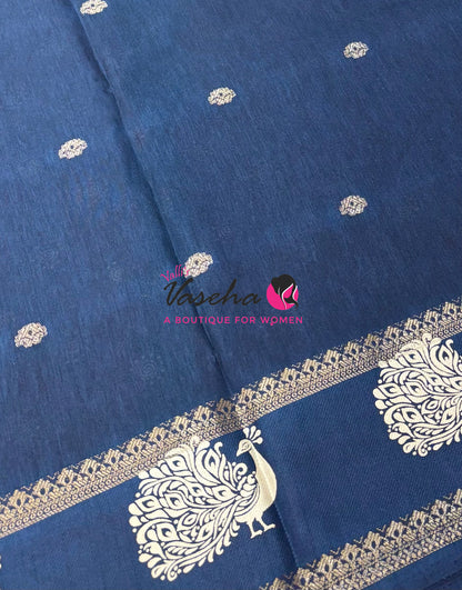 Casual Wear Saree - Semi Binny / Semi Dola Silk - Ramar Blue Shade - VVSDS007