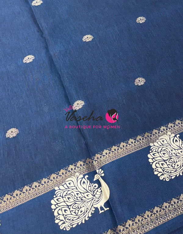 Casual Wear Saree - Semi Binny / Semi Dola Silk - Ramar Blue Shade - VVSDS007